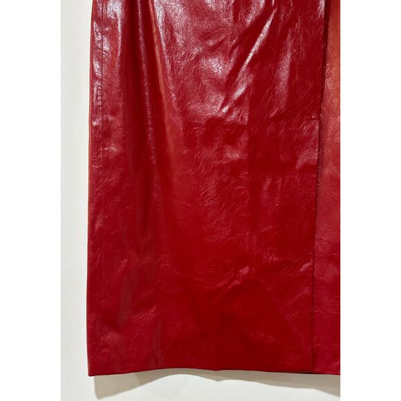 J.CREW Collection Wrap Skirt Berry Sangria Faux Patent Leather Size 8 NWT Lined - Picture 6 of 16